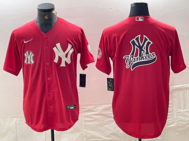Men New York Yankees Blank Red joint name Nike 2024 MLB Jersey style 4->new york yankees->MLB Jersey